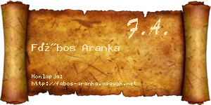 Fábos Aranka névjegykártya